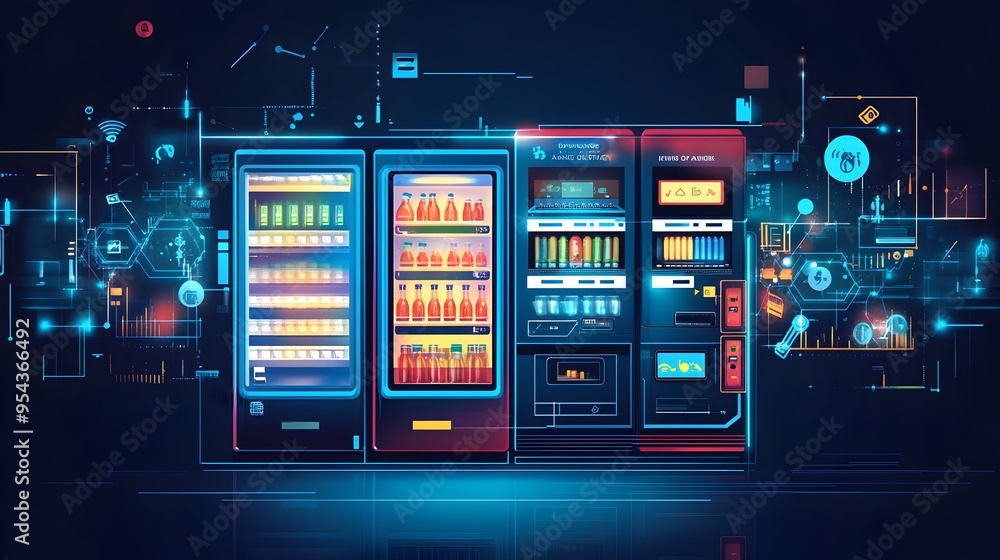 Poster automated drink vending machine with real time iot data analytics and remote machine management for 
