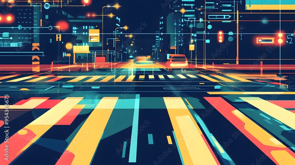Poster iot powered zebra crossing intelligent traffic safety and automated lighting system for smart city m