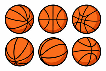 Basketball ball icons set. Basketball ball clipart bundle. Vector illustration.