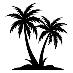 Two palm tree black silhouette Vector illustration on a white background