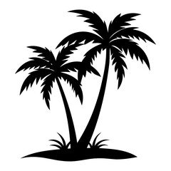 Two palm tree black silhouette Vector illustration on a white background
