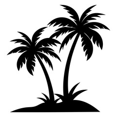 Fototapeta premium Two palm tree black silhouette Vector illustration on a white background