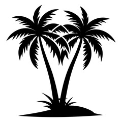 Two palm tree black silhouette Vector illustration on a white background
