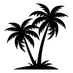 Fototapeta premium Two palm tree black silhouette Vector illustration on a white background