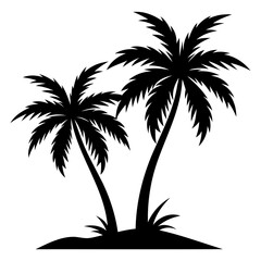 Two palm tree black silhouette Vector illustration on a white background