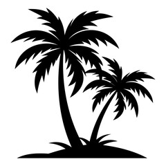 Two palm tree black silhouette Vector illustration on a white background