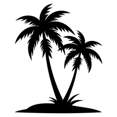 Two palm tree black silhouette Vector illustration on a white background