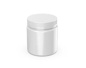 Blank plastic jar mockup ready for your design and branding mockup template isolated on white background, 3d illustration.
