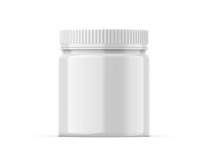 Blank plastic jar mockup ready for your design and branding mockup template isolated on white background, 3d illustration.