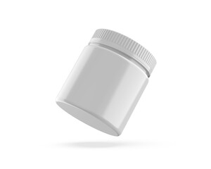 Blank plastic jar mockup ready for your design and branding mockup template isolated on white background, 3d illustration.