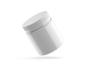 Blank plastic jar mockup ready for your design and branding mockup template isolated on white background, 3d illustration.