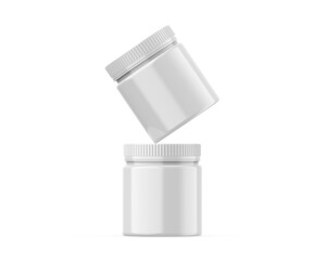 Blank plastic jar mockup ready for your design and branding mockup template isolated on white background, 3d illustration.