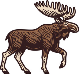 Moose Mascot Logo Hand Drawn Design