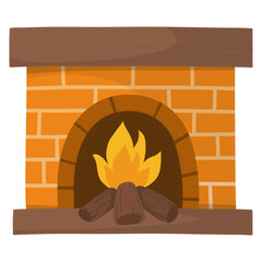 fireplace with fire illustration 