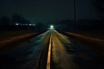 country road at night, feels endless and lonely