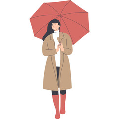 Character Illustration of People Walking in Autumn. Flat Vector Graphic Design