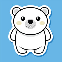 cute kawaii polar bear sticker vector illustration, cute funny polar bear sticker