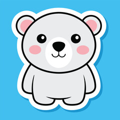 cute kawaii polar bear sticker vector illustration, cute funny polar bear sticker
