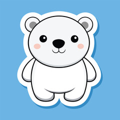 cute kawaii polar bear sticker vector illustration, cute funny polar bear sticker