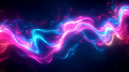 Fototapeta premium Abstract Wavy Lines of Neon Pink and Blue Light