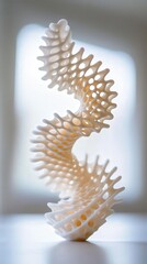 Obraz premium Elegant white sculpture showcasing intricate design and curves, perfect for modern decor and artistic inspiration.