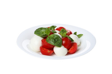 PNG,Caprese salad in a bowl, isolated on white background