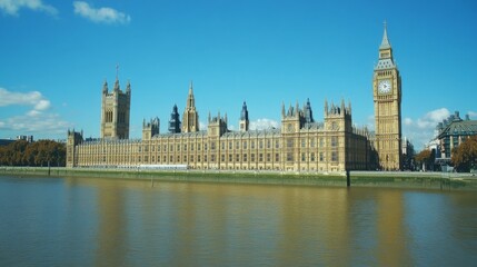 Fototapeta premium Parliament on Thames in sunny London.