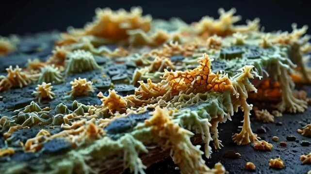 Biofilm Formation or Microscopic Look at Bacteria Clumping on Surfaces