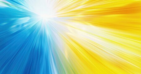 Obraz premium A vibrant abstract design featuring blue and yellow rays emanating from a bright center.