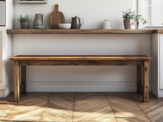 Rustic Solid Wood Dining Bench with Deep Grain for Cozy Kitchen, Farmhouse Style, Natural Wood, Bench Seating, Kitchen Table, Dining Room Furniture, Wood Bench, Rustic Furniture, Country Kitchen