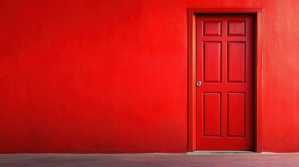 Vibrant red wall with a matching door, perfect for creating bold and striking backgrounds in any creative project.