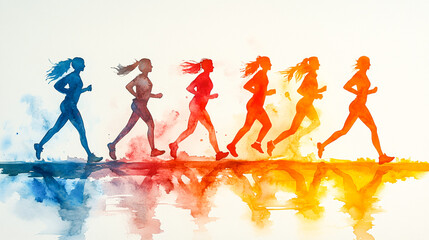 Fototapeta premium Empowering Women Jogging Together - Promoting Fitness, Health Awareness and Community Support