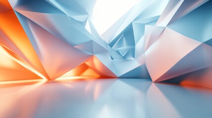 Abstract Geometric Composition with Orange and Blue Hues