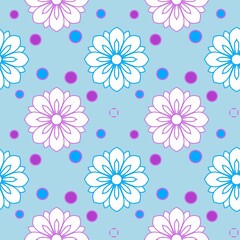 seamless floral pattern on blue backdrop