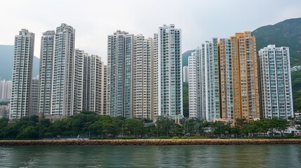 Fototapeta premium Shoreline apartments in HK