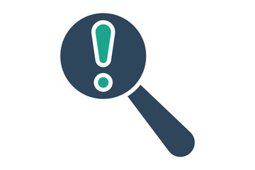 Problem icon. solid icon style. exclamation mark with magnifying glass. icon related to SWOT. business elements vector illustration