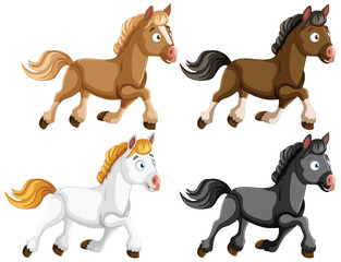 Colorful Cartoon Horses Illustration