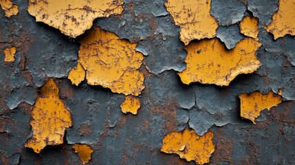 Obraz premium Close-up of a Weathered Surface with Peeling Yellow Paint