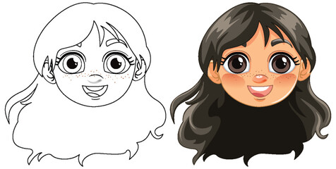 Smiling Girl Firefighter Illustration