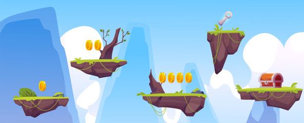 Fantasy game platform elements vector illustration