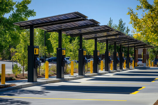 Solar-powered electric vehicle charging stations