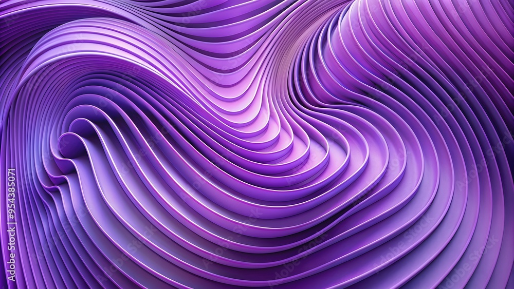 Poster abstract 3d purple background with a unique pattern of lines and curves and swirling shapes; beautif
