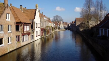 Bruges canals bask in sun.