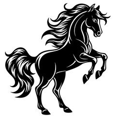 Design a vector silhouette of a prancing horse