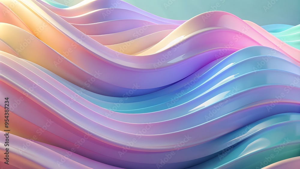 Aufkleber abstract 3d wavy smooth background. multicolor pastel color palette. aesthetic concept. abstract bac
