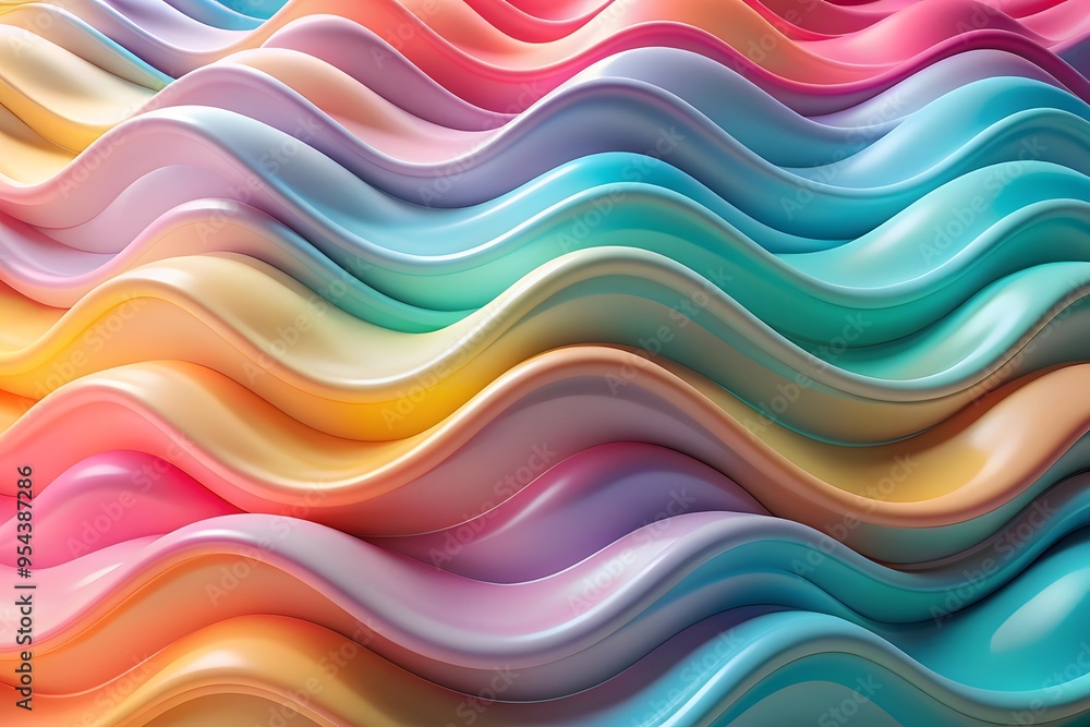 Poster abstract 3d wavy smooth background. multicolor pastel color palette. aesthetic concept. abstract bac