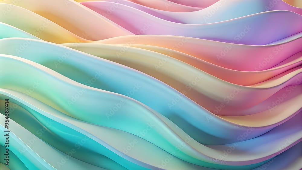 Poster abstract 3d wavy smooth background. multicolor pastel color palette. aesthetic concept. abstract bac