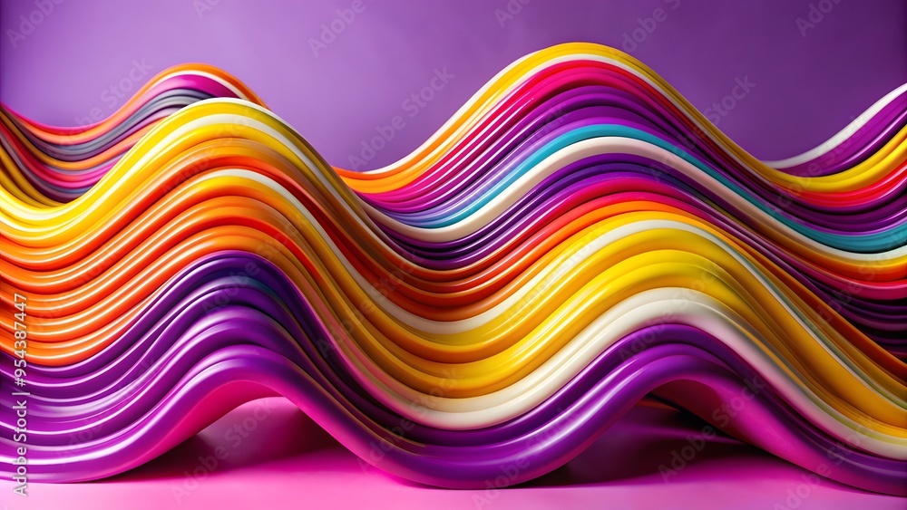 Poster abstract 3d wavy smooth background. multicolor pastel color palette. aesthetic concept. abstract bac