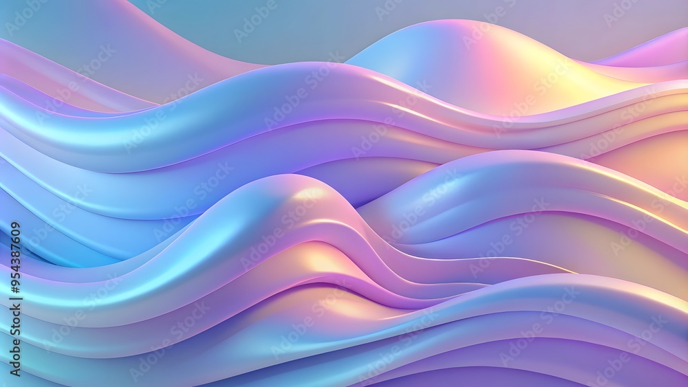 Poster abstract 3d wavy smooth background. multicolor pastel color palette. aesthetic concept. abstract bac