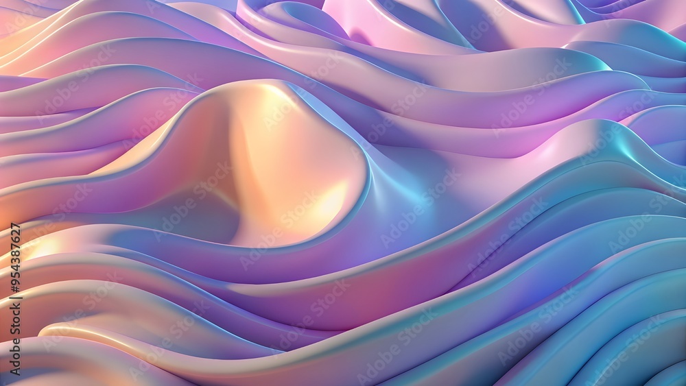 Poster abstract 3d wavy smooth background. multicolor pastel color palette. aesthetic concept. abstract bac